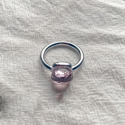 Square 304 Stainless Steel with Glass Finger Rings FS-WG8AAFA-39-1