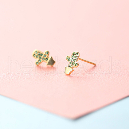 Brass Micro Pave Clear Cubic Zirconia Stud Earrings FS-WGE47D1-20-1