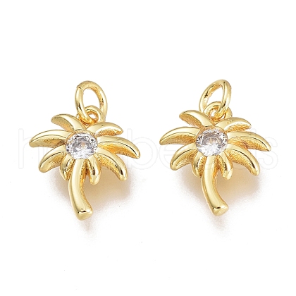 Brass Micro Pave Clear Cubic Zirconia Charms KK-M206-40G-1