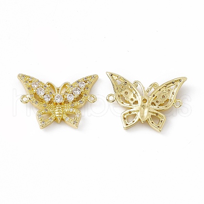 Brass Pave Clear Cubic Zirconia Connector Charms KK-E068-VC087-1