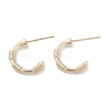 Wire Wrapped Half Ring Alloy Studs Earrings for Women EJEW-H309-10KCG-1