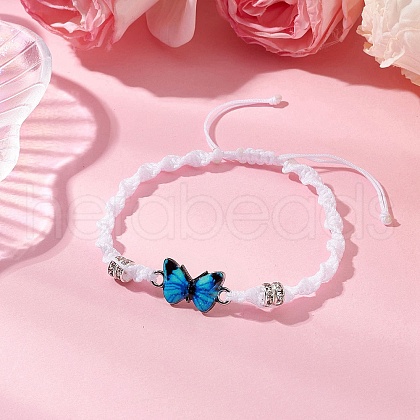 Butterfly Alloy Enamel Link Bracelets BJEW-JB11722-01-1