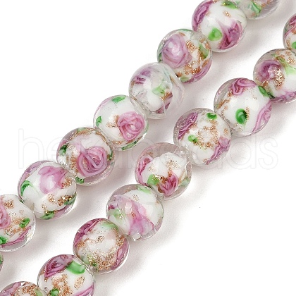Handmade Glod Sand Lampwork Beads Strands LAMP-B028-03J-10mm-1