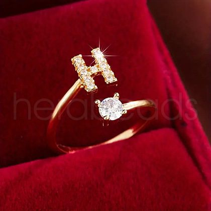 Brass Micro Pave Cubic Zirconia Cuff Rings WG75066-08-1