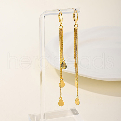 Fashionable Geometric Brass Earrings with Tassel Studs WN4550-5-1