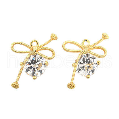 Brass Micro Pave Cubic Zirconia Pendants KK-H071-02A-G-1