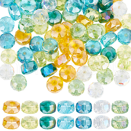SUNNYCLUE 140Pcs 7 Style Electroplate Transparent Glass Beads Strands EGLA-SC0001-22-1