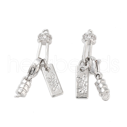 Brass Micro Pave Clear Cubic Zirconia Lobster Claw Clasps KK-Z059-14P-1