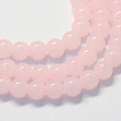 Baking Painted Imitation Jade Glass Round Bead Strands X-DGLA-Q021-6mm-02-1