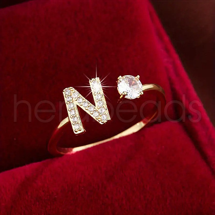 Brass Micro Pave Cubic Zirconia Cuff Rings WG75066-14-1