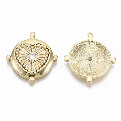 Brass Micro Pave Clear Cubic Zirconia Pendants KK-R126-019-NF-1
