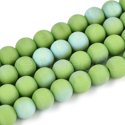 Frosted Opaque Glass Beads Strands GLAA-T032-P8mm-MBB06-1