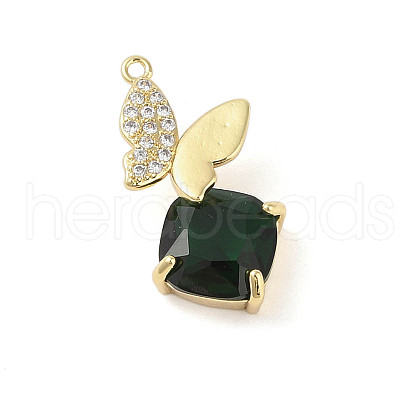 Brass Micro Pave Clear Cubic Zirconia Pendants KK-L214-02G-1