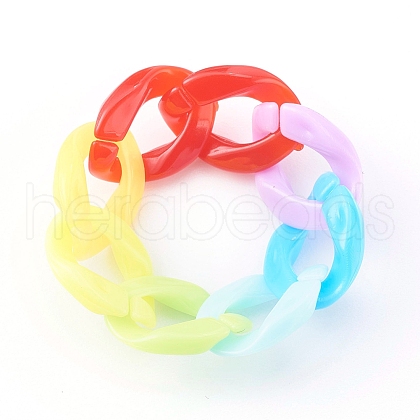 Opaque Acrylic Curb Chain Finger Rings RJEW-JR00325-1