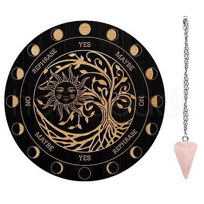 AHADEMAKER 1Pc Cone/Spike/Pendulum Natural Rose Quartz Stone Pendants DIY-GA0004-24D-1