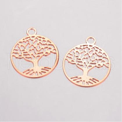 Brass Filigree Pendants KK-D522-09RG-1