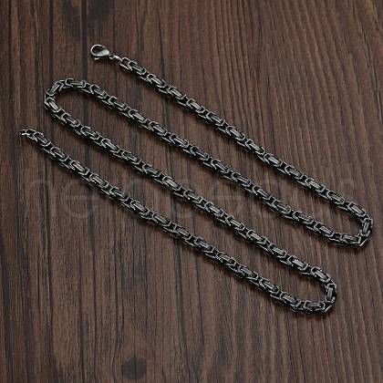 4mm Retro Style Stainless Steel Byzantine Chain Necklaces for Men WG86229-02-1