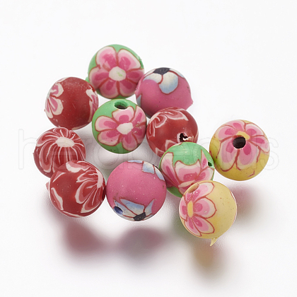 Handmade Polymer Clay Round Beads CLAY-Q217-21-1