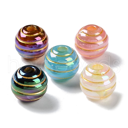 Golden Metal Enlaced Opaque Acrylic Beads OACR-B019-09-1