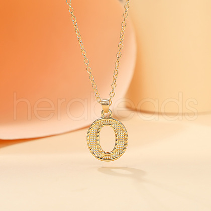 Alloy Textured Initial Pendant Necklaces FS-WG9837C-15-1
