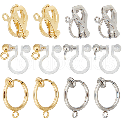 SUNNYCLUE 36Pcs 6 Styles 304 Stainless Steel Clip-on Earring Findings STAS-SC0008-33-1