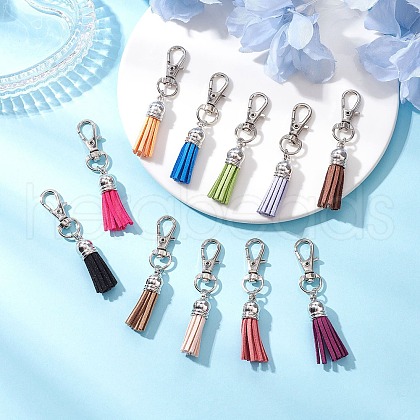 Faux Suede Tassel Pendant Decorations HJEW-JM03094-1