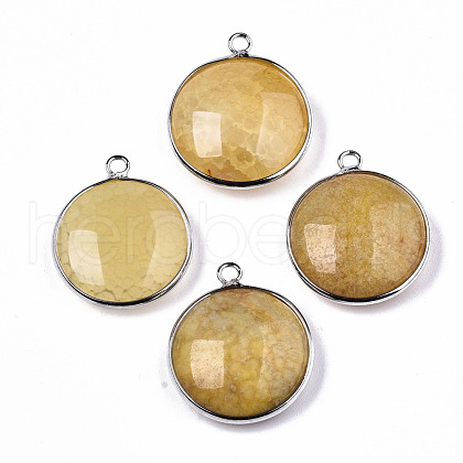 Natural Crackle Agate Pendants G-N326-87A-12-1