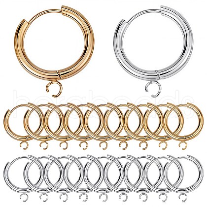 SUNNYCLUE 12Pcs 2 Colors 201 Stainless Steel Huggie Hoop Earring Findings STAS-SC0004-68-1