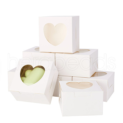 Square Paper Biscuit Boxes with Heart Clear Window CON-TAC0001-12C-01-1