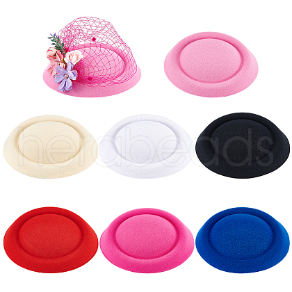 BENECREAT 7Pcs 7 Colors EVA Cloth Round Fascinator Hat Base for Stewardess Millinery AJEW-BC0007-94-1