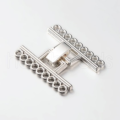 9 Strands Alloy and Brass Fold Over Clasps PALLOY-N0112-04P-1