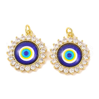 Rack Plating Brass Micro Pave Cubic Zirconia Pendants KK-H486-21G-01-1