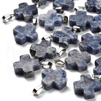Natural Blue Spot Jasper Pendants G-Z067-06P-02-1