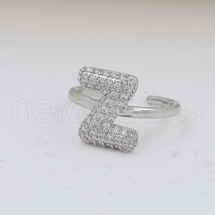 Brass Micro Pave Clear Cubic Zirconia Cuff Rings FS-WG17FF6-26-1