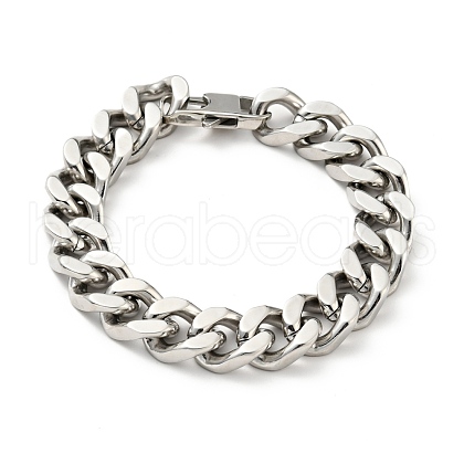 201 Stainless Steel Curb Chain Bracelet for Men Women BJEW-H550-06B-P-1