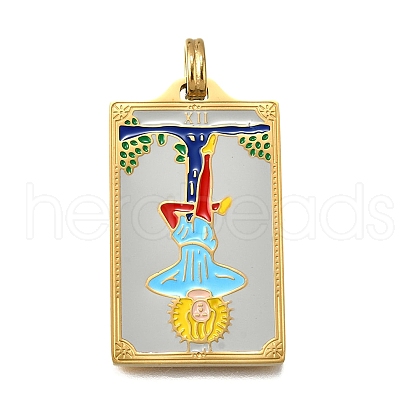 Tarot 304 Stainless Steel Enamel Pendants STAS-M119-07O-G-1