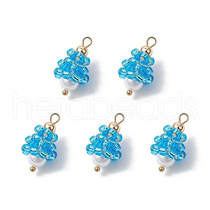 Glass Seed Beaded Teardrop Pendants PALLOY-MZ00636-1