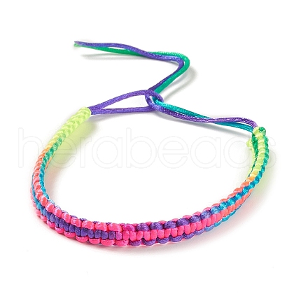Rainbow Color Polyester Braided Adjustable Bracelet Making for Women BJEW-F454-02-1