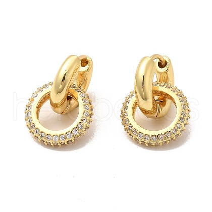 Ring Rack Plating Brass Micro Pave Cubic Zirconia Hoop Earring EJEW-C057-03G-1