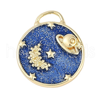 Brass Enamel Pendants KK-Q005-08G-1