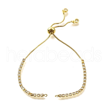 Adjustable Brass Clear Cubic Zirconia Slider Bracelet Making KK-L230-15G-02-1