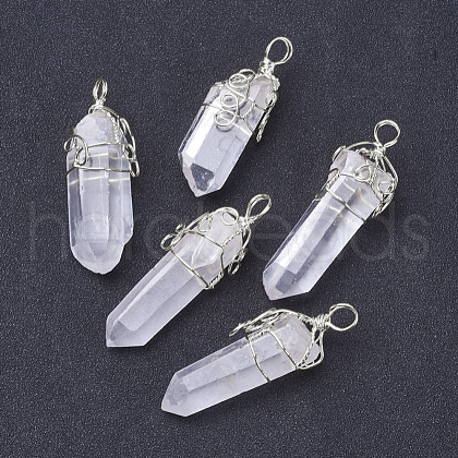 Natural Quartz Crystal Double Terminated Pointed Big Pendants G-P253-01S-1