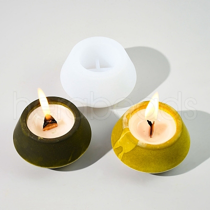 Flat Round DIY Candlesticks Silicone Molds DIY-G114-01-1