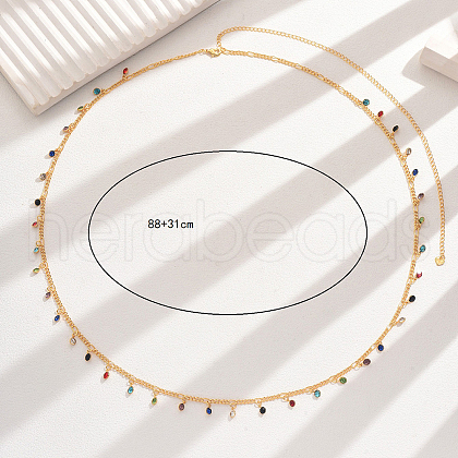 Fashionable Iron Colorful Rhinestone Pendant Tassel Waist Chain for Women DD7602-1
