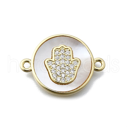 Hamsa Hand Connector Charms KK-V010-02G-02-1