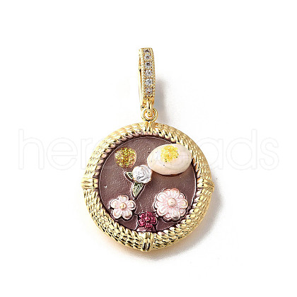 Brass Micro Pave Cubic Zirconia & Enamel Pendants KK-R222-14G-04-1