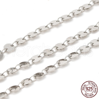 Anti-Tarnish Rhodium Plated 925 Sterling Silver Flat Round Link Chains STER-NH0001-27B-P-1