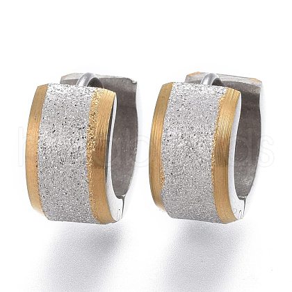 Textured 304 Stainless Steel Huggie Hoop Earrings EJEW-L252-017GP-1