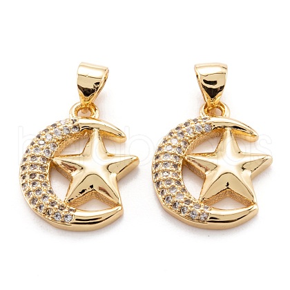 Brass Micro Pave Clear Cubic Zirconia Beads Pendant ZIRC-M114-06G-1