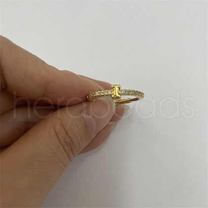 Brass Micro Pave Clear Cubic Zirconia Finger Rings FS-WGE303B-35-1